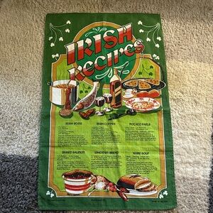 Vintage Irish Recipes Green Kitchen Towel